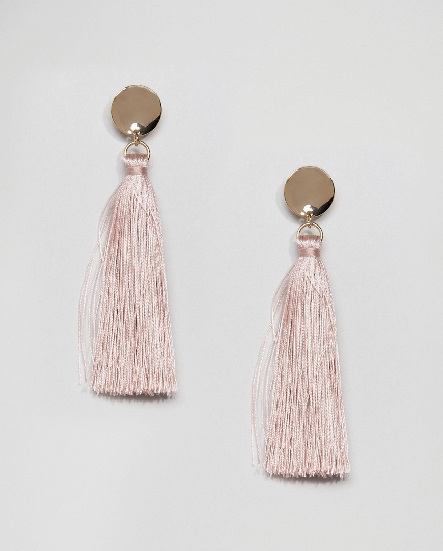 ASOS Disc and Tassel Drop Earrings - Liyanah