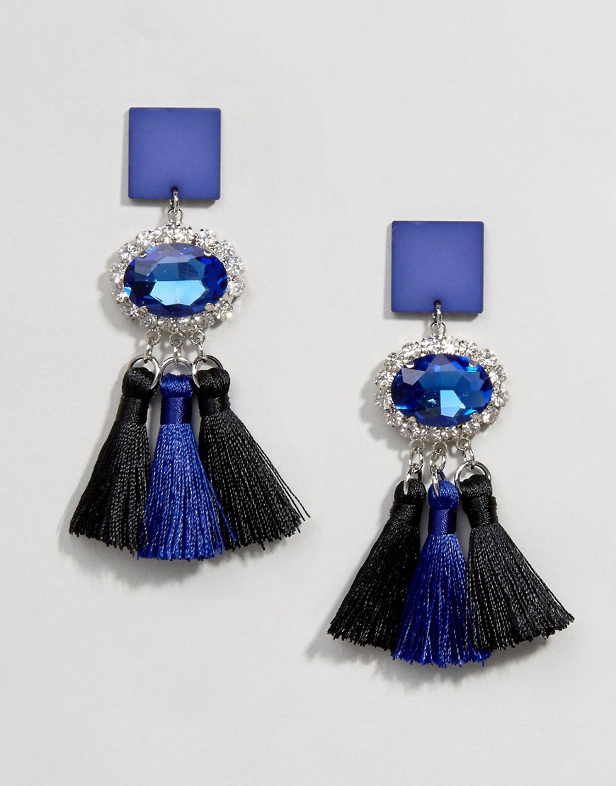 ASOS Triple Tassel Gemstone Earrings - Liyanah