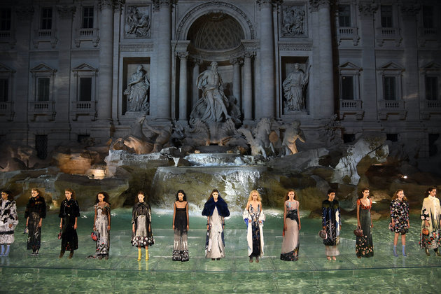Rome's Trevi fountain And Fendi catwalk in 2016