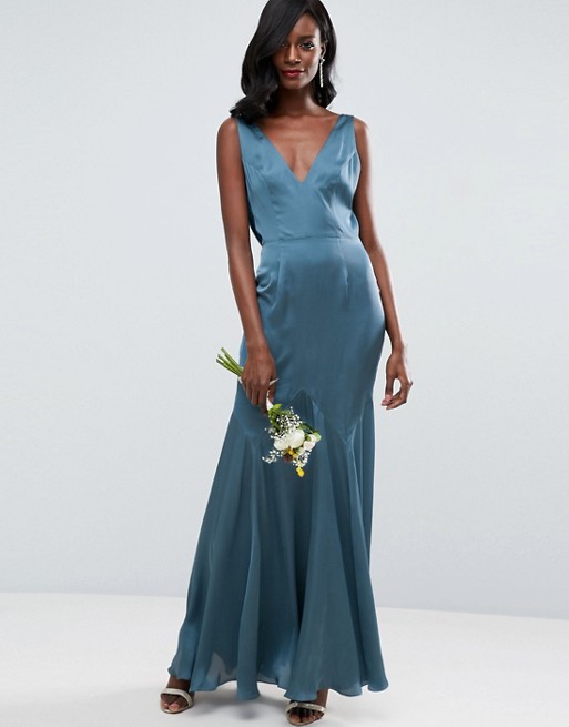 ASOS Wedding Premium Drape Cowl Back Cami Maxi Dress