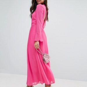 ASOS High Neck Pleated Maxi Dress with Open Back - Liyanah