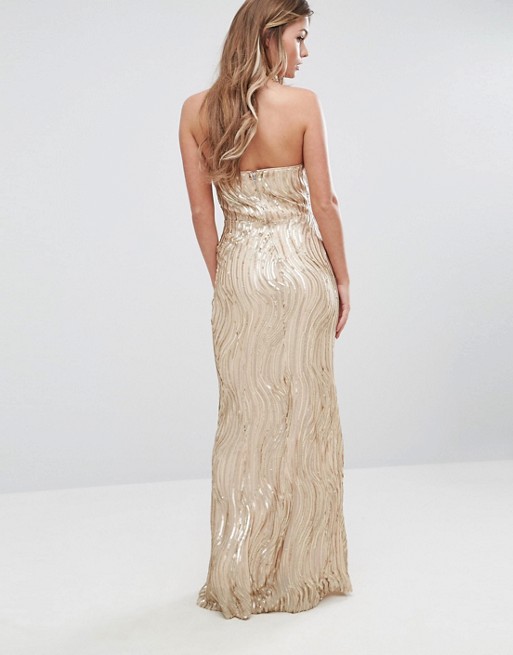 TFNC Bandeau Maxi Dress In Wave Sequin - Liyanah