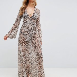 ASOS Beach Maxi Kimono Cover Up in Leopard Print - Liyanah