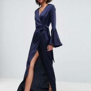 ASOS Fluted Sleeve Wrap Front Maxi Dress - Liyanah