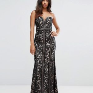 Bariano Sweetheart Maxi Dress In Panelled Lace- Liyanah