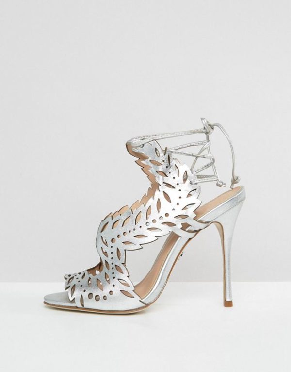 KG By Kurt Geiger Horatio Silver Leather Heeled Sandals - Liyanah