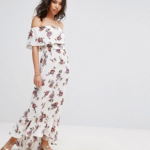 PrettyLittleThing Bardot Floral Print Maxi Dress - Liyanah