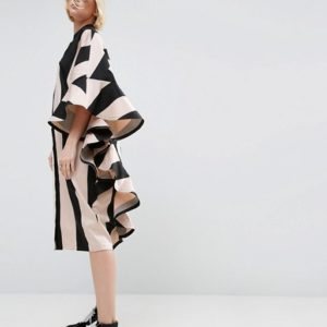 ASOS WHITE Oversized Stripe Shirt Dress With Frill Detail - Liyanah