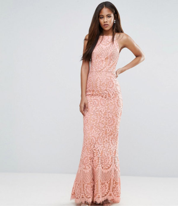 Jarlo Tall Allover Lace High Neck Maxi Dress - Liyanah