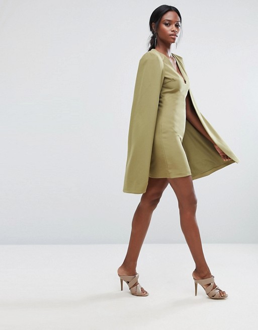Lavish Alice Cape Mini Dress With Split Back Liyanah