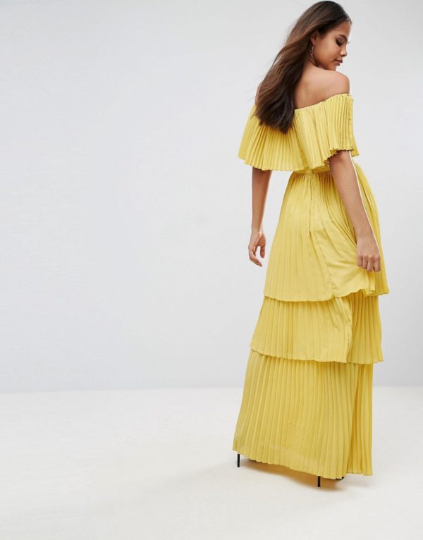 TTYA Off Shoulder Pleated Ruffle Maxi Dress - Liyanah