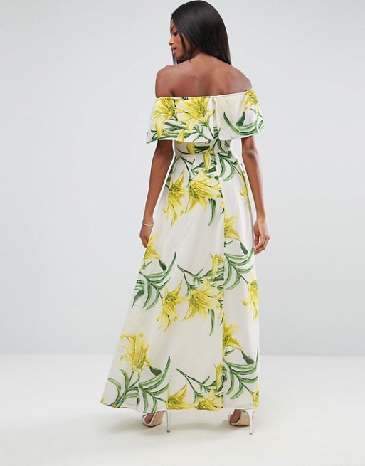 yellow bardot maxi dress