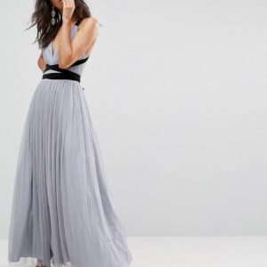 ASOS PREMIUM Tulle Maxi Prom Dress With Velvet Ties - Liyanah