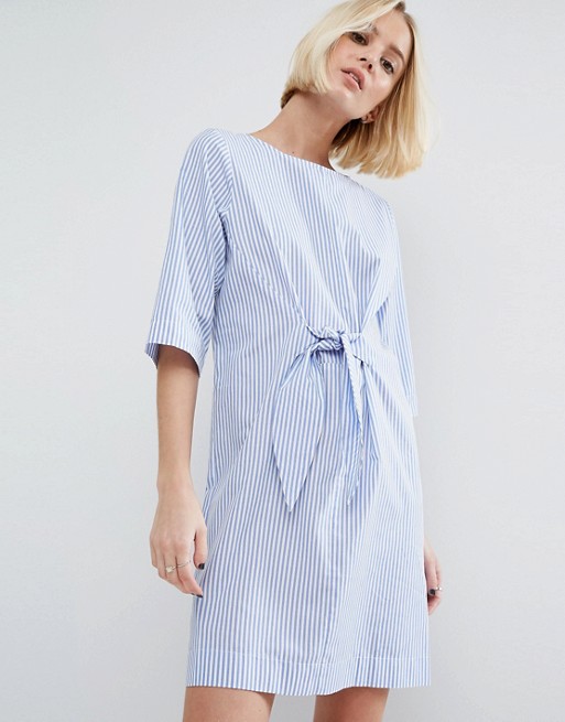 ASOS-Tie-Front-Mini-Dress-in-Stripe - Liyanah
