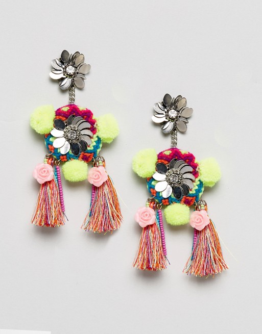 Glamorous Embellished Tassel Drop Earrings - Liyanah