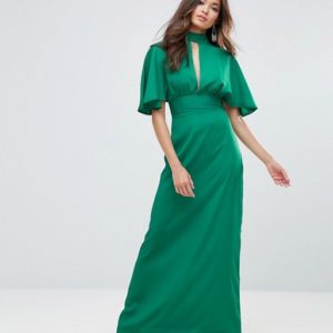 Liquorish Green Frill Sleeve Maxi Dress - Liyanah