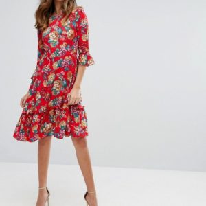 Rage Midi Dress With Frill Hem - Liyanah