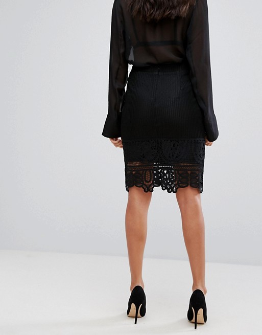 Y.A.S Black Embroidered Pencil Skirt - Liyanah