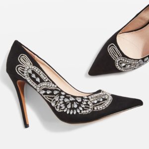 GLITZ Embellished Court Black Topshop Shoes - Liyanah