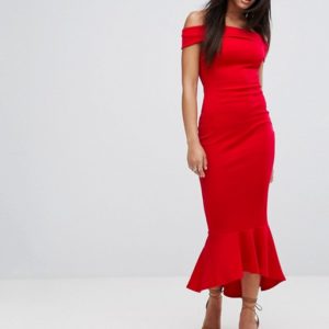 Lipsy Red Bardot Maxi Dress - Liyanah