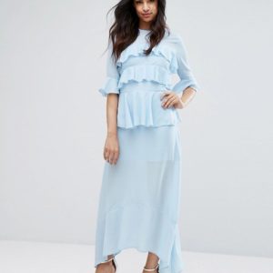 PrettyLittleThing Frill Detail Maxi Dress - Liyanah