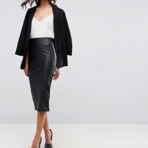 ASOS Sculpt Me Leather Look Pencil Skirt - Liyanah