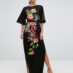 ASOS TALL Embroidered Dragon Maxi Dress - Liyanah