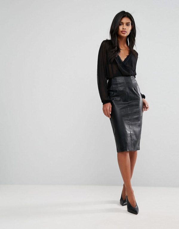 Oasis Faux Leather Pencil Skirt - Liyanah