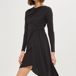 Topshop Assymetric Crepe Drape Dress - Liyanah