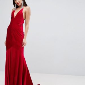 ASOS Red Carpet Velvet Deep Plunge Strappy Maxi Dress - Liyanah