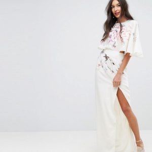 ASOS TALL Embroidered Side Cut Out Maxi Dress - Liyanah