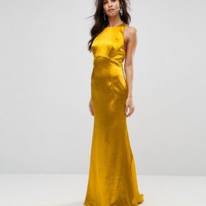 Jarlo High Neck Fishtail Maxi Dress With Strappy Open Back Detail - Liyanah