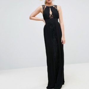 TFNC Tall High Neck Embellished Maxi Dress With Lace Insert - Liyanah