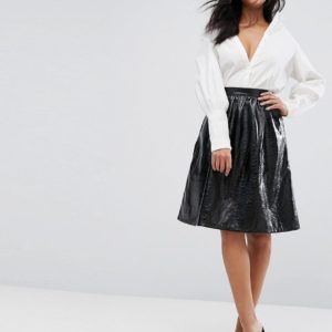 Vero Moda Vinyl Skater Black Skirt - Liyanah