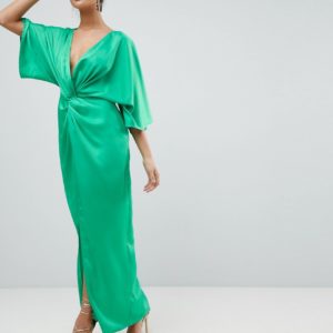 ASOS Kimono Twist Front Maxi Green Dress - Liyanah.co