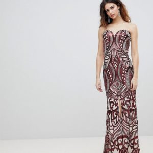 Bariano Embellished Bandeau Red Maxi Dress - Liyanah