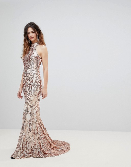 bariano rose gold sequin dress