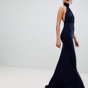 Club L Bridesmaid Halterneck High Neck Fishtail Maxi Dress - Liyanah