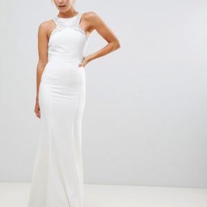 Little Mistress Cream Maxi Dress With Embellished Detail - Liyanah