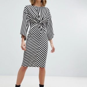 River Island Twist Front Stripe Kimono Sleeve Dress - Liyanah