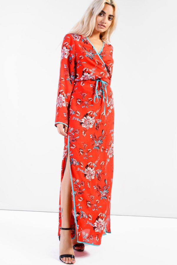 Topshop Piped Kimono Maxi Dress by Glamorous Tall - Liyanah
