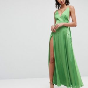 ASOS ULTIMATE Cami Thigh Split Green Maxi Dress - Liyanah