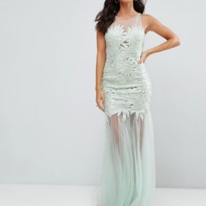 Forever Unique Lace Insert Mint Maxi Dress - Liyanah