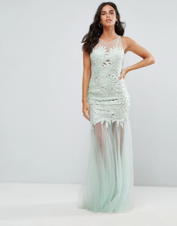 Forever Unique Lace Insert Mint Maxi Dress - Liyanah