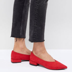 Lost Ink Red High Vamp Pointed toe Flat Shoes - Liyanah