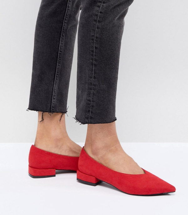 Lost Ink Red High Vamp Pointed toe Flat Shoes - Liyanah