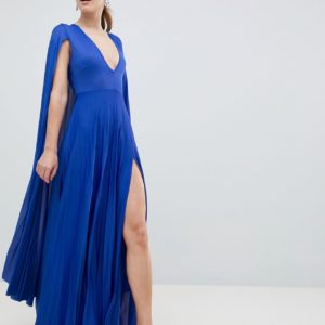 ASOS DESIGN blue cape pleated maxi dress - Liyanah