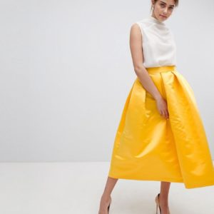Closet London London Full Prom Sateen Yellow Midi Skirt - Liyanah