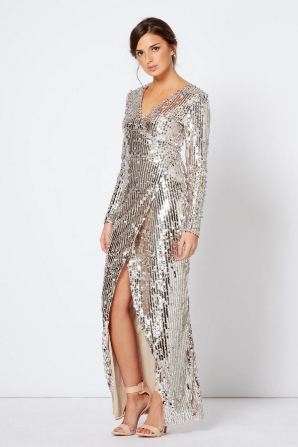 Sequin Wrap Dress by Club L - Liyanah