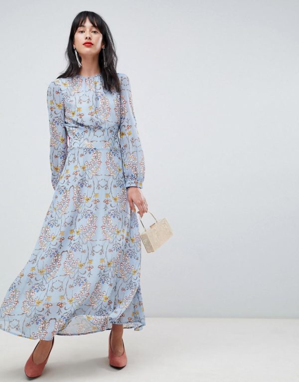 Unique 21 blue floral dress with pink belt - Liyanah